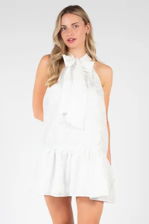 Elenita Collar Bow Textured Mini Dress