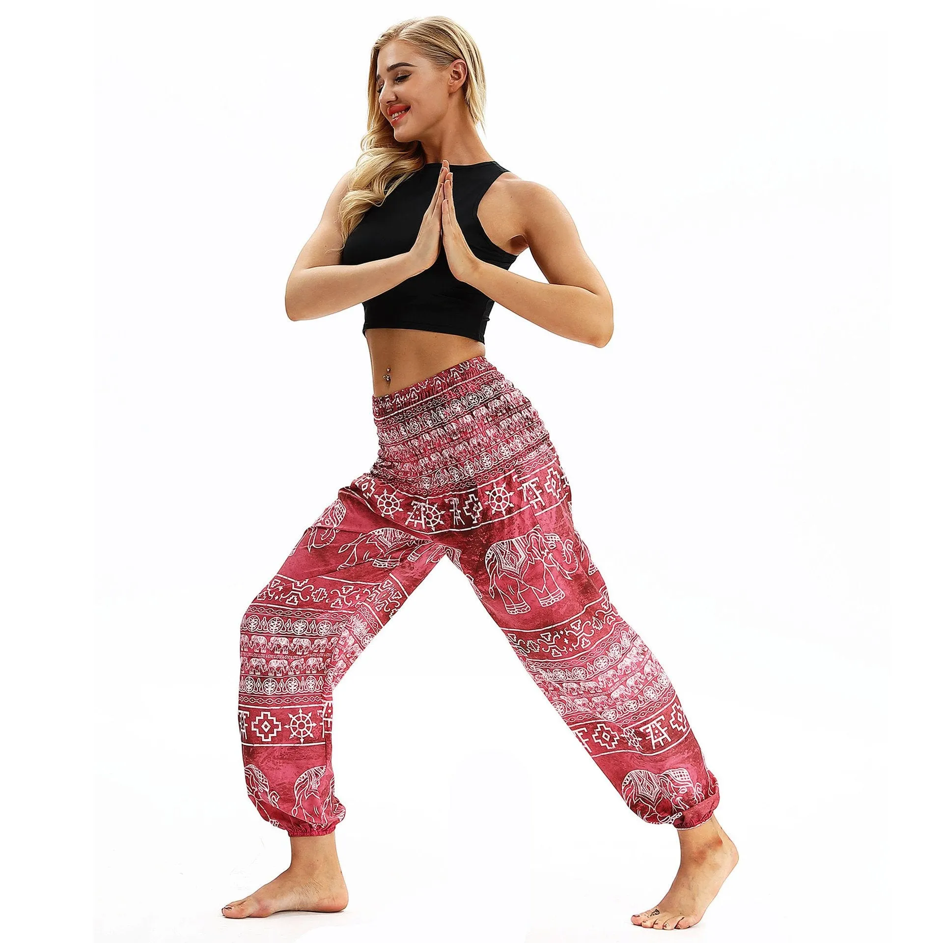 Elephant big Pattern Digital Printing Yoga Pants Loose Women's Sports Lantern Pants Belly Dance Casual Yoga Pants 2