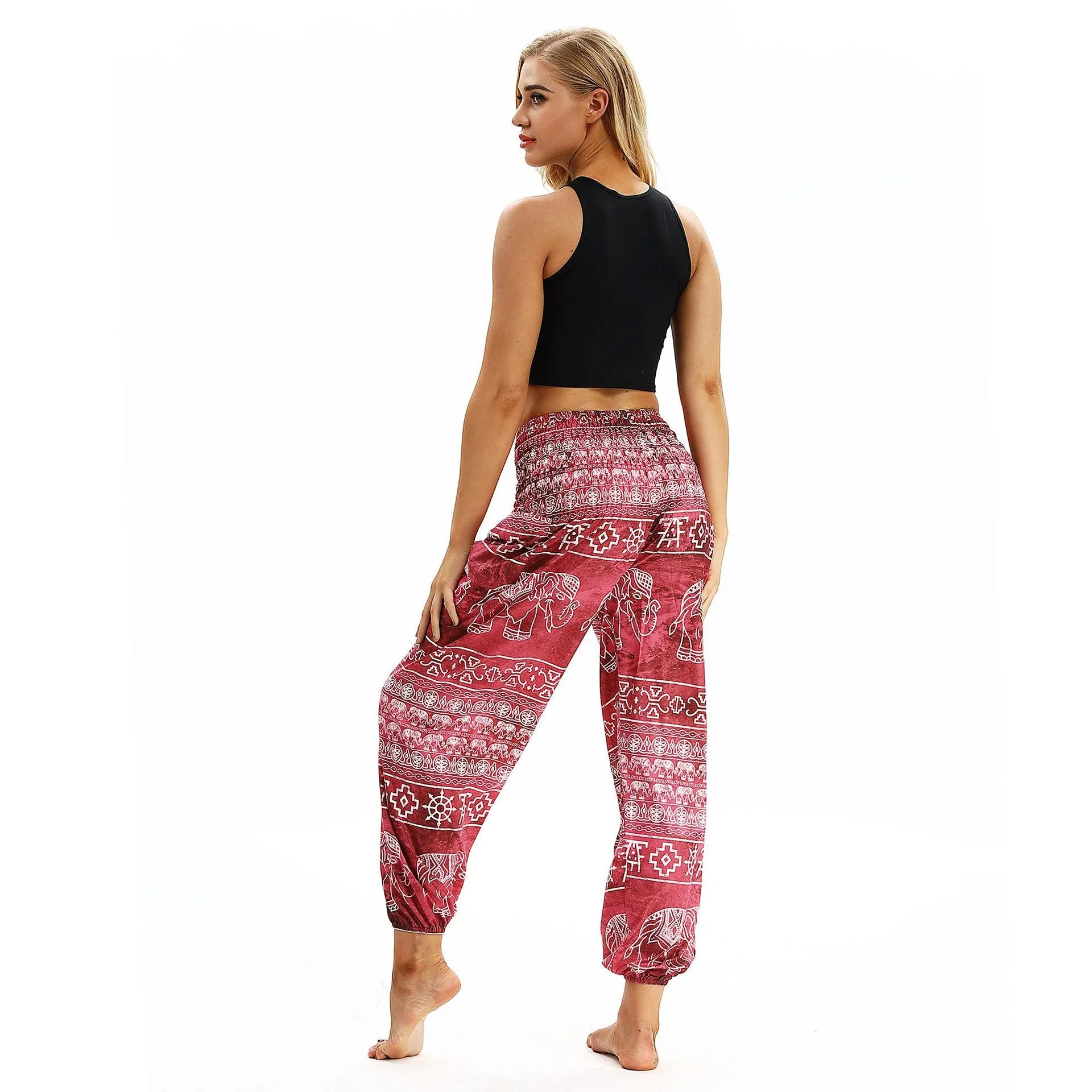 Elephant big Pattern Digital Printing Yoga Pants Loose Women's Sports Lantern Pants Belly Dance Casual Yoga Pants 2