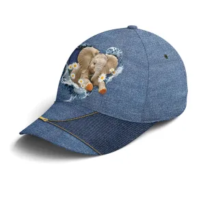 Elephant Daisy Flowers Jean Style Baseball Cap Coolspod