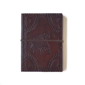 Elephant embossed leather journal with tie