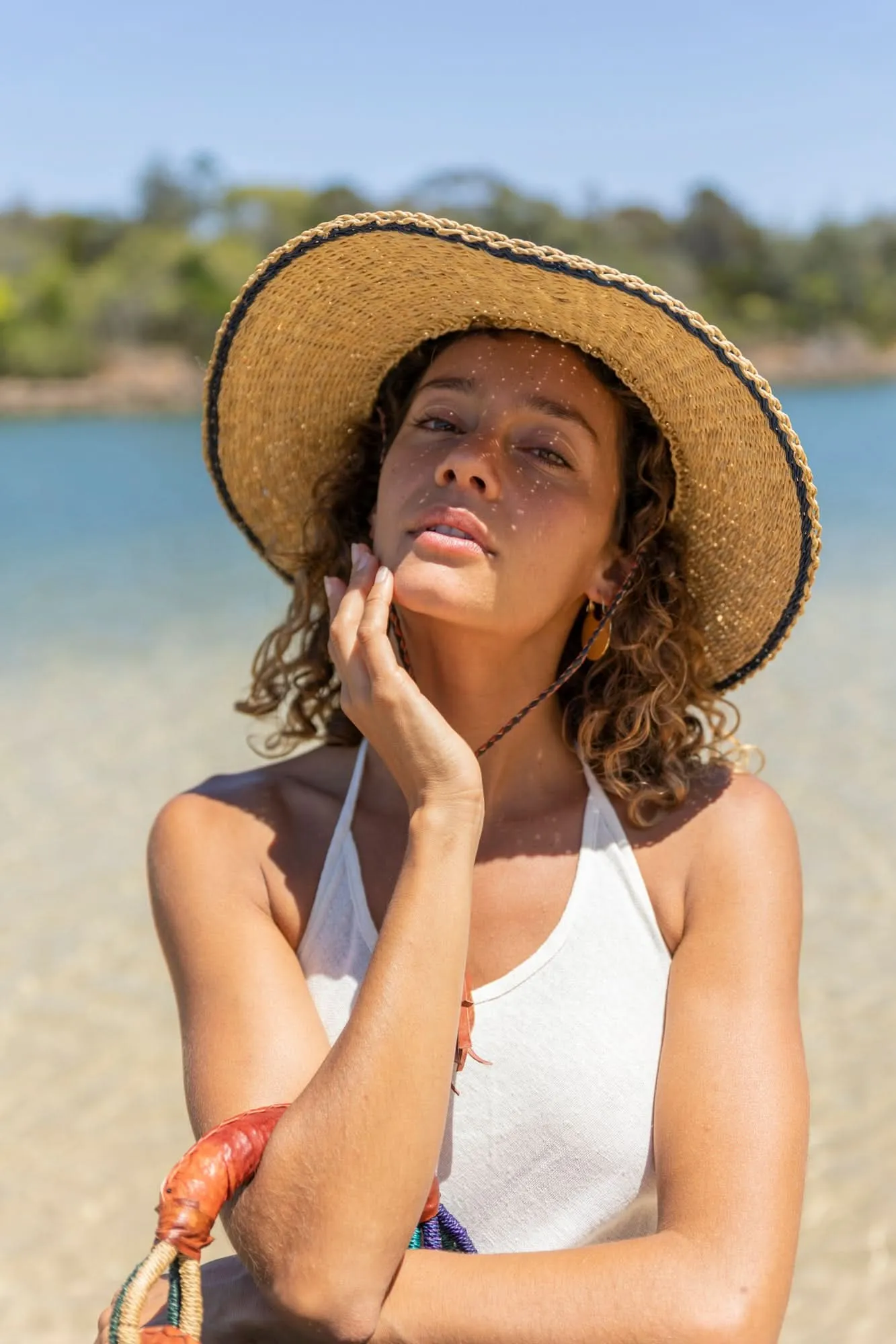 Elephant Grass Summer Hat - Ocean Colours