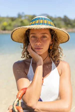 Elephant Grass Summer Hat - Ocean Colours