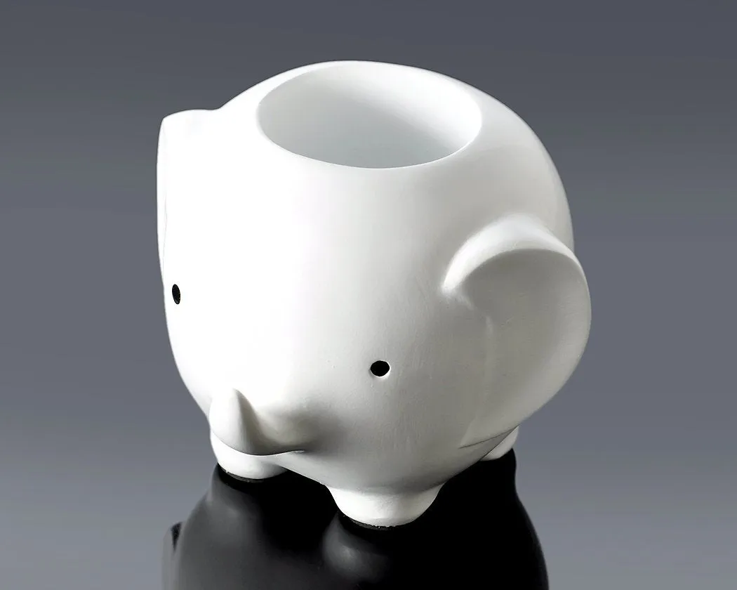 Elephant Shape Desk Pencil Holder - White