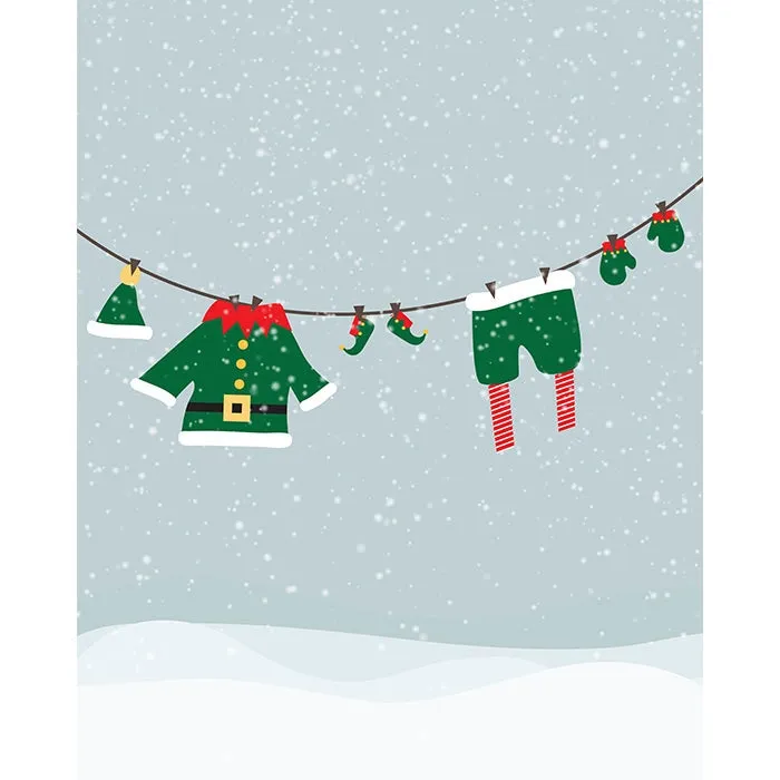 Elf Clothesline Printed Backdrop