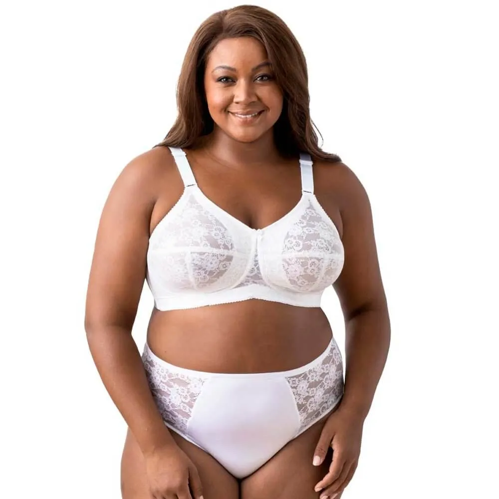 Elila Embroidered Lace Wire-Free Bra - White