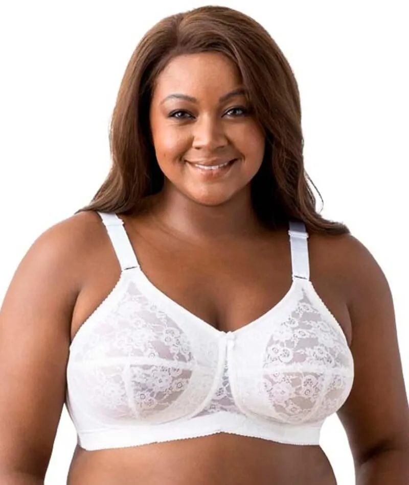 Elila Embroidered Lace Wire-Free Bra - White