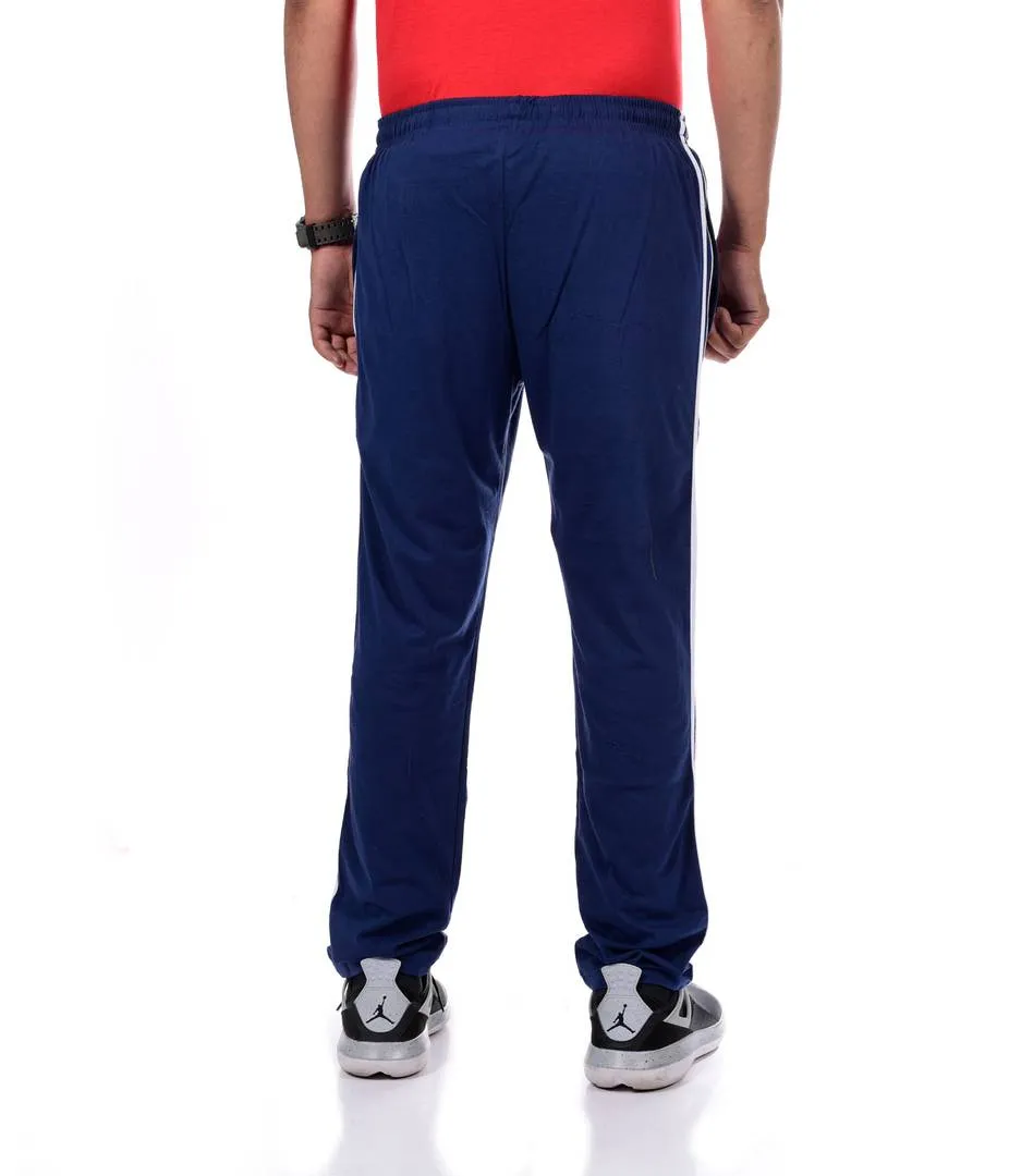 Elite Blue Polycotton Solid Regular Track Pants For Men