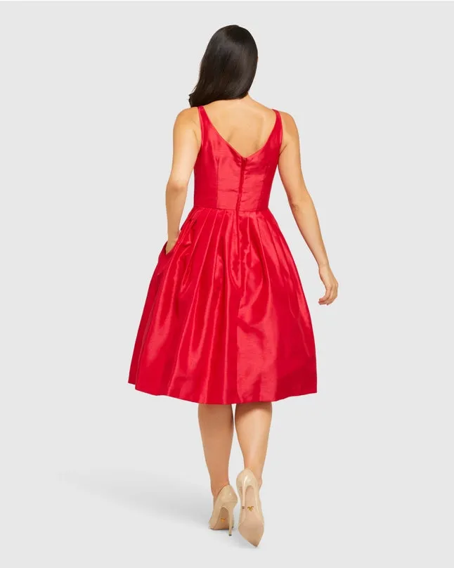 Elizabeth Red Shantung Vintage Dress by Retrospec'd