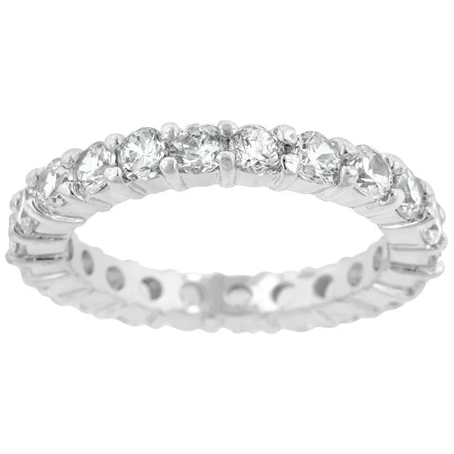 Elizabeth Round CZ Eternity Silver Ring | 4ct | Sterling Silver