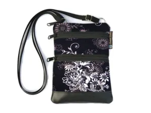 Ella Bella Purse Faux Leather Small Cross Body Purse - Black Beauty Fabric