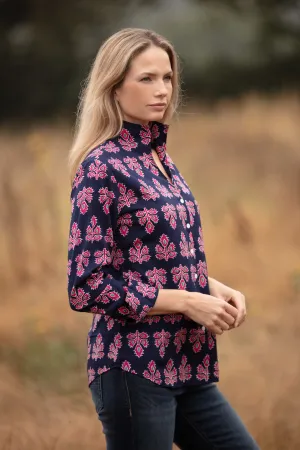 Ella Shirt In Navy & Pink Thistle