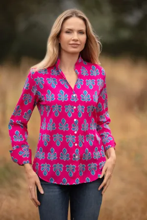 Ella Shirt In Pink & Blue Thistle