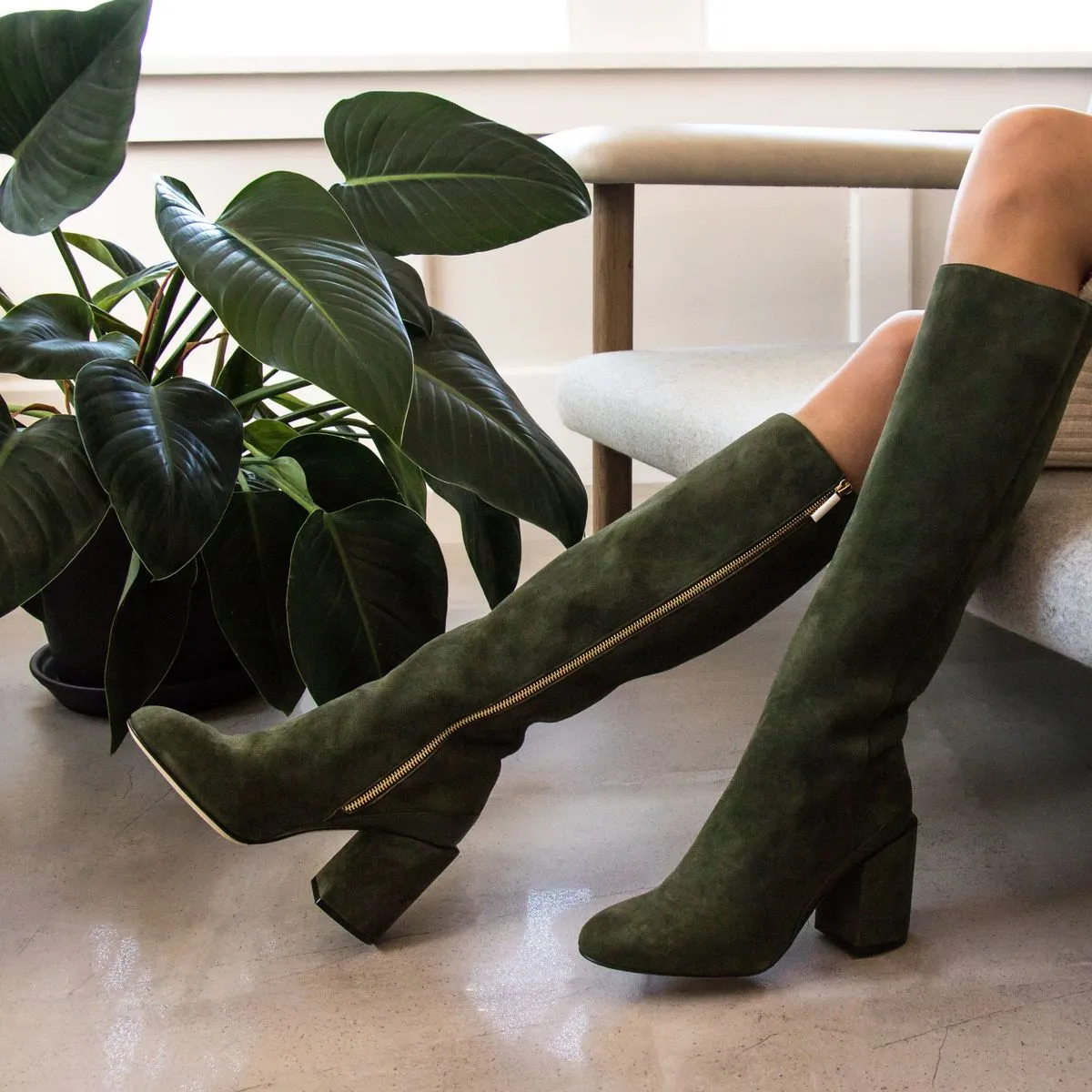 Elle Knee Boot, Olive