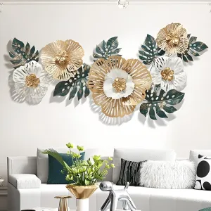 ELLEHOMES Metal Wall Art Decor | Gold Metal Wall Decor | Wall Hangings for Home Decoration Iron | Wall Art Metal for Living Room | Bedroom | Drawing room | Flower Wall Decor Metal | 44x20 INCH