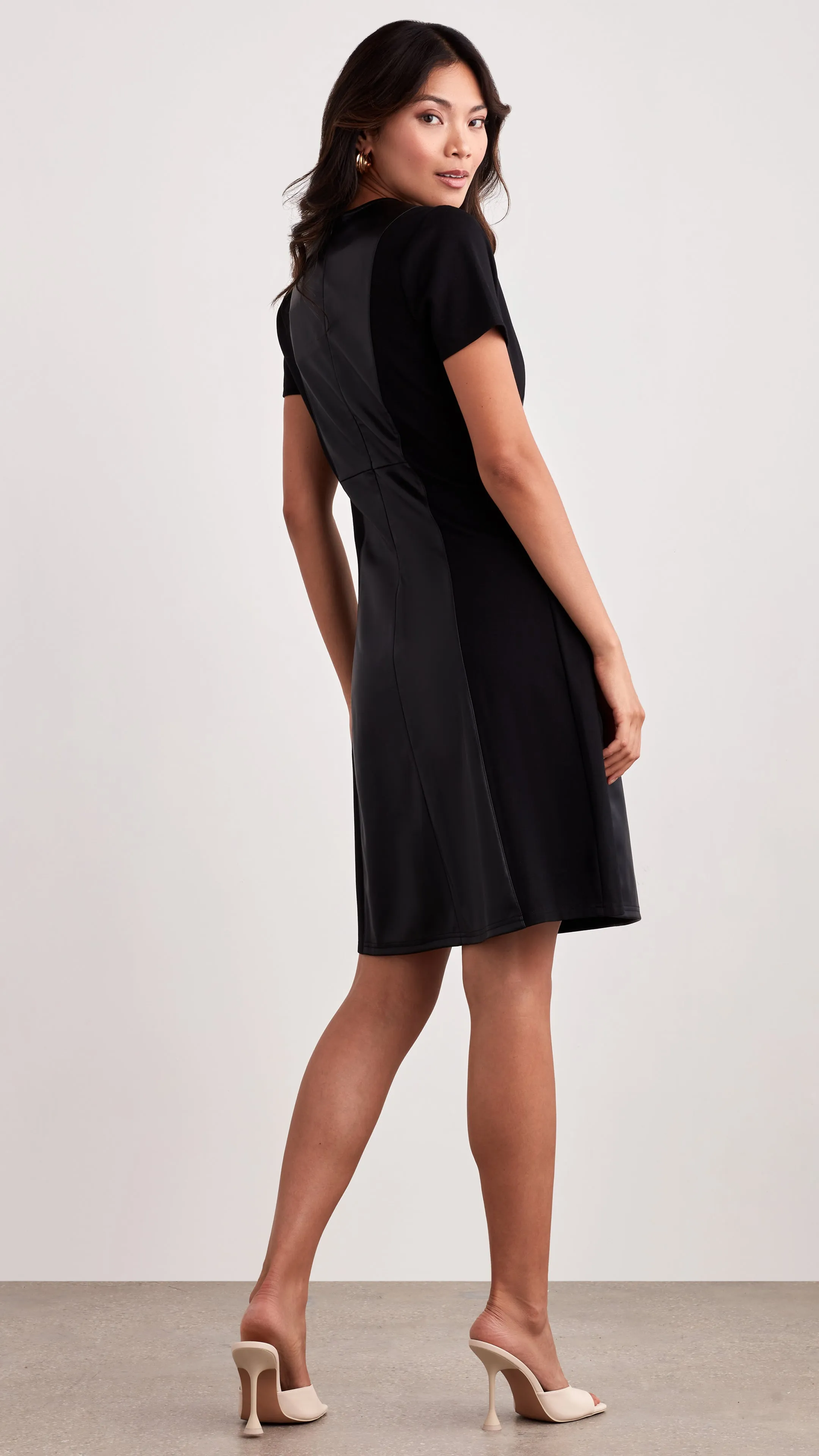 Ellen Tracy Mixed Media Flare Dress - Black