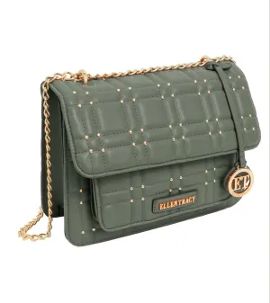 Ellen Tracy Studded Smooth Squared Quilted Satchel Bag ETH2183-104-SA