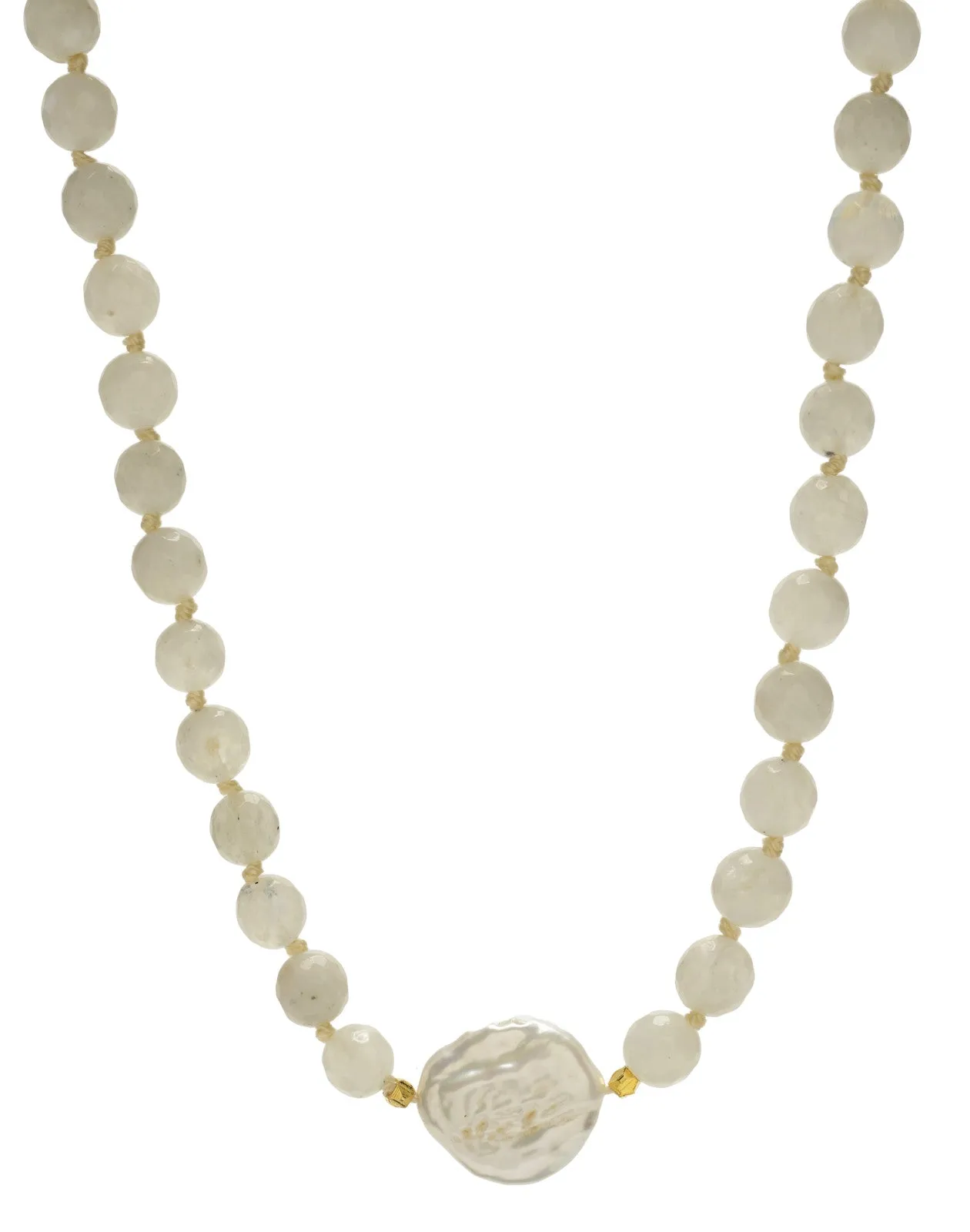 Ellinor Short Necklace - white moonstone/pearl