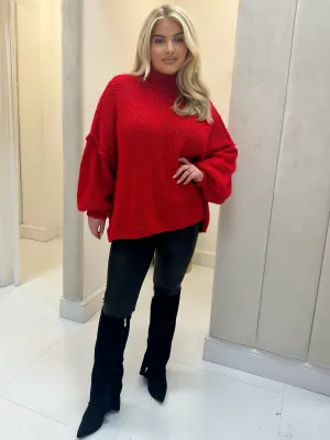 Ellis red oversized knit jumper