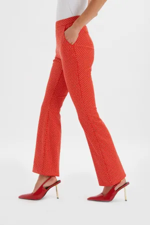 ELLISA Crystal Embellished Fit and Flare Trousers in Red