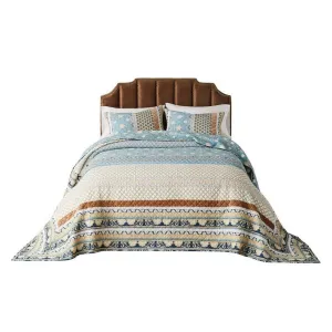 Ello 3pc Queen Bedspread and Pillow Sham Set, Bohemian Multicolor Print By Casagear Home