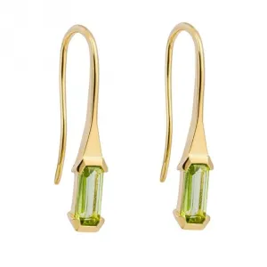 Elongated Green Peridot 9ct Yellow Gold Hook Earrings GE1023G