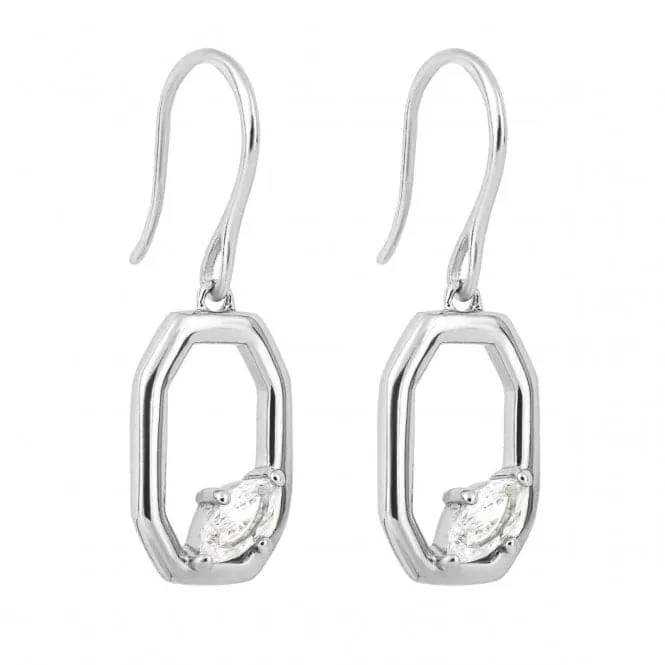 Elongated Octagon Floating Zirconia Drop Earrings E6229C