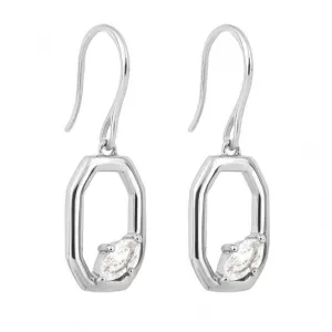 Elongated Octagon Floating Zirconia Drop Earrings E6229C