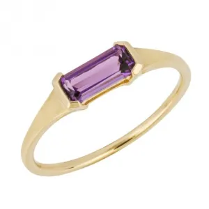 Elongated Purple Amethyst 9ct Yellow Gold Ring GR619M