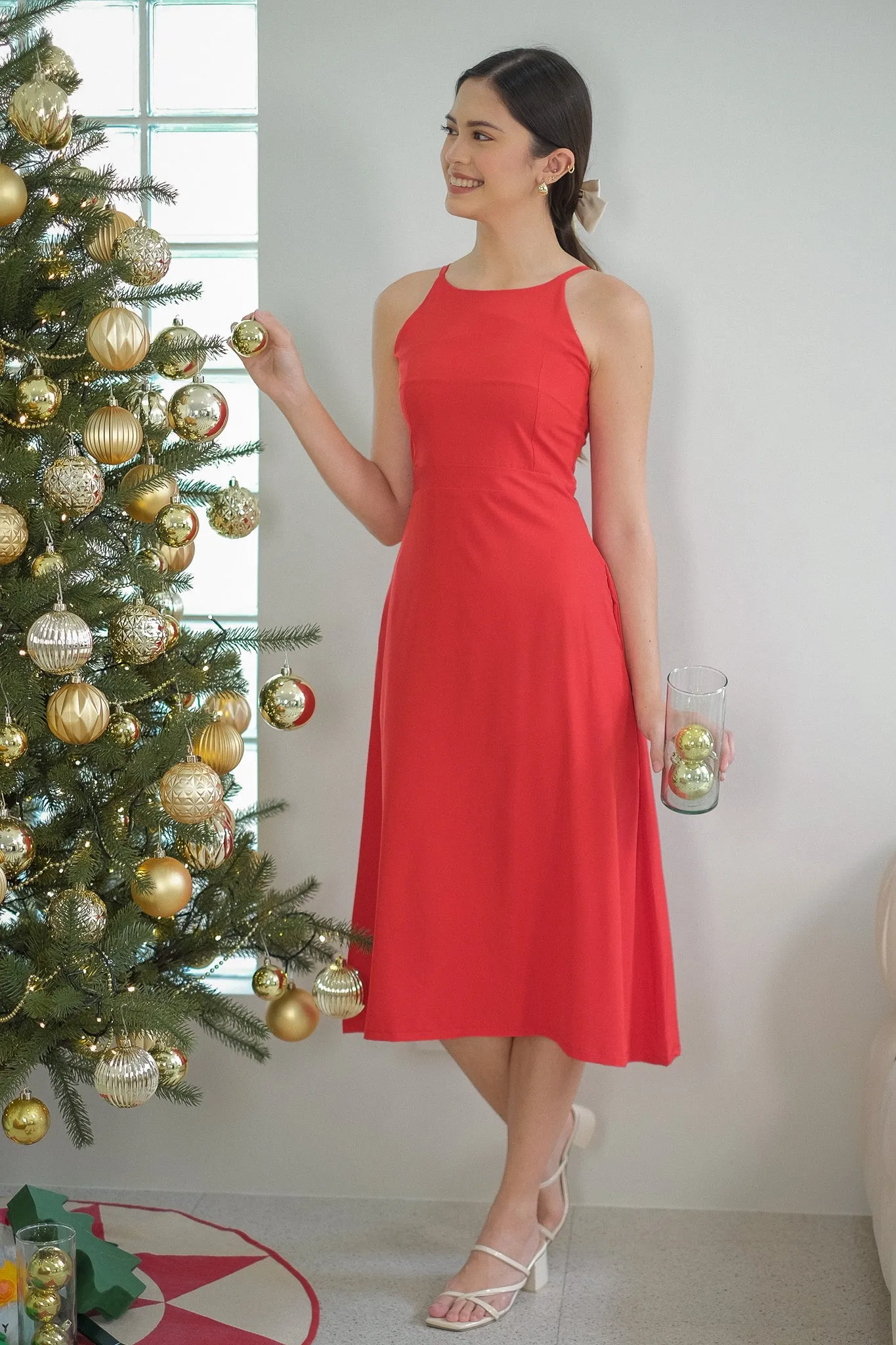 Elora Midi dress - scarlet red