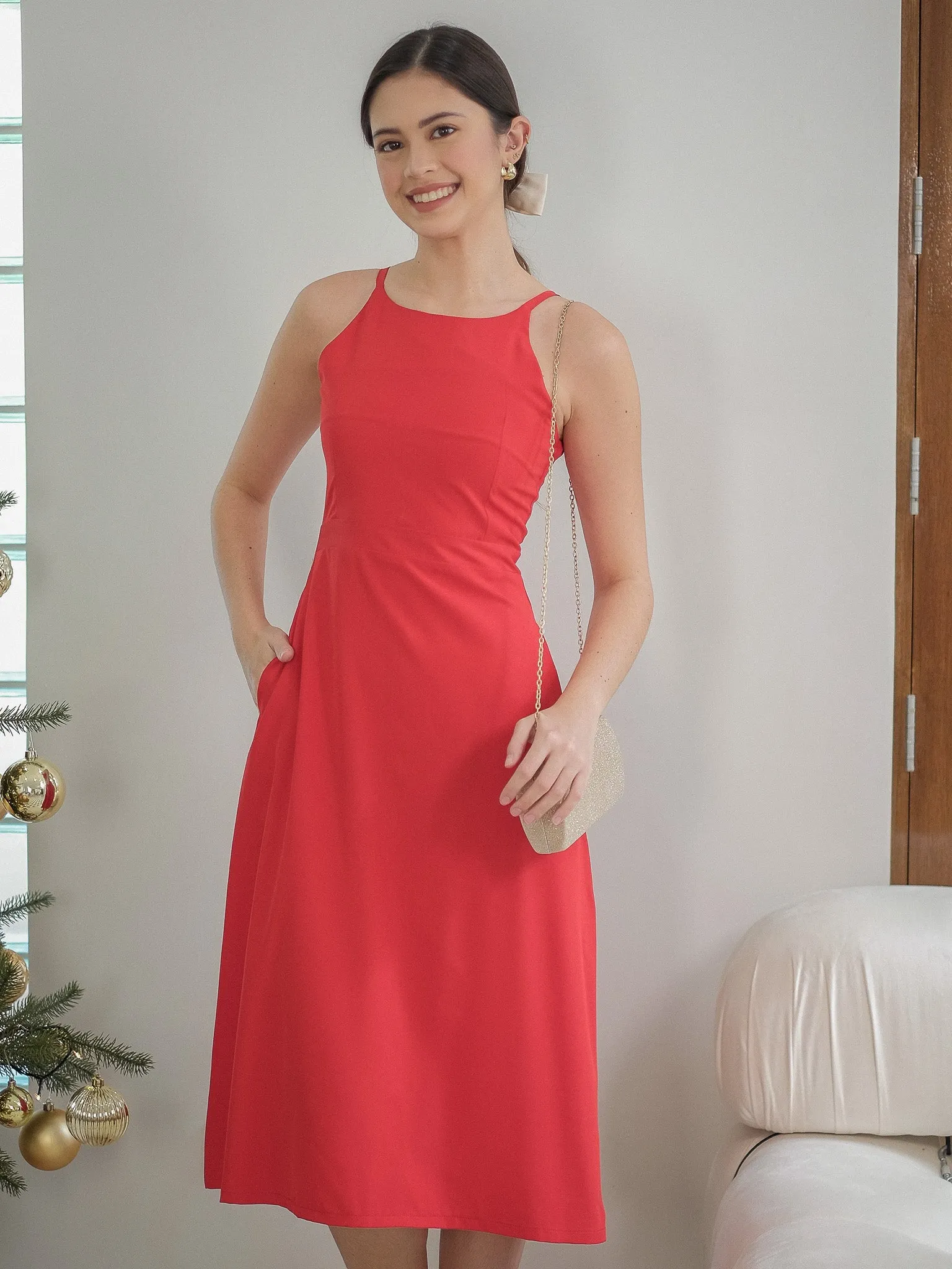 Elora Midi dress - scarlet red