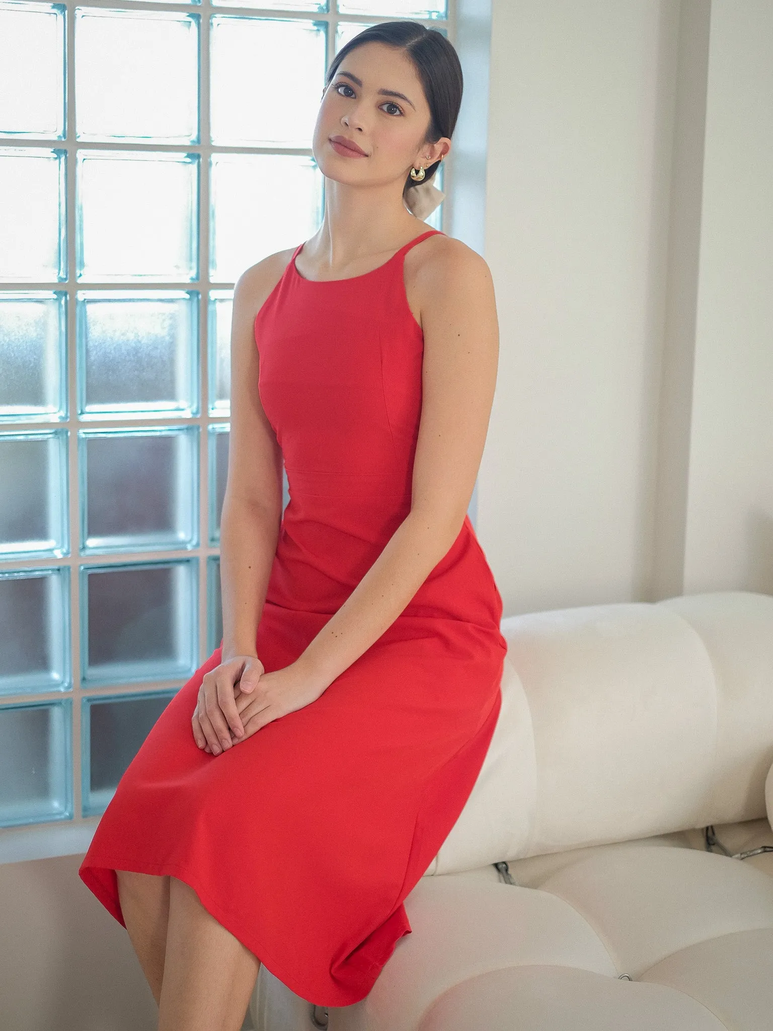 Elora Midi dress - scarlet red