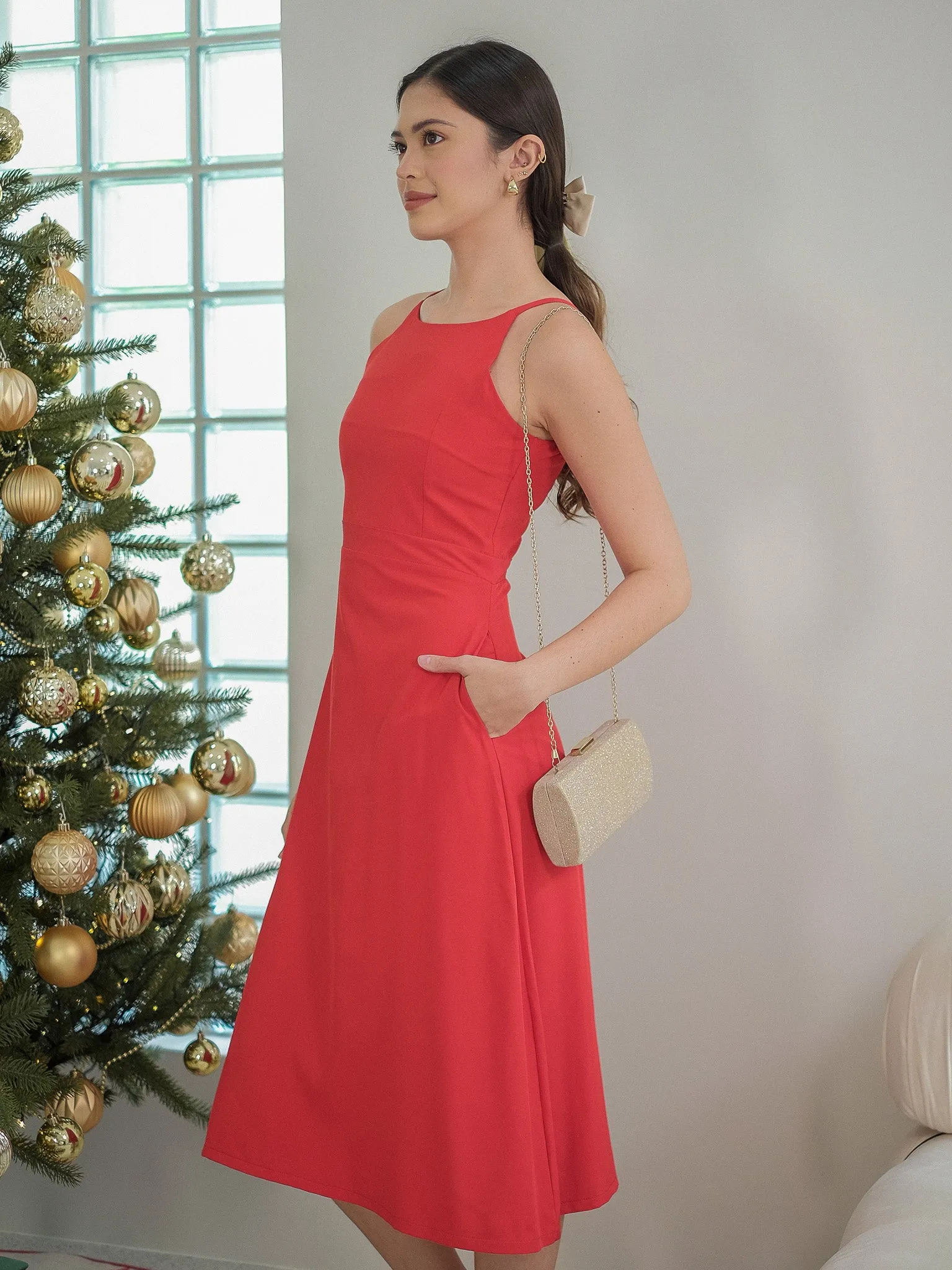 Elora Midi dress - scarlet red