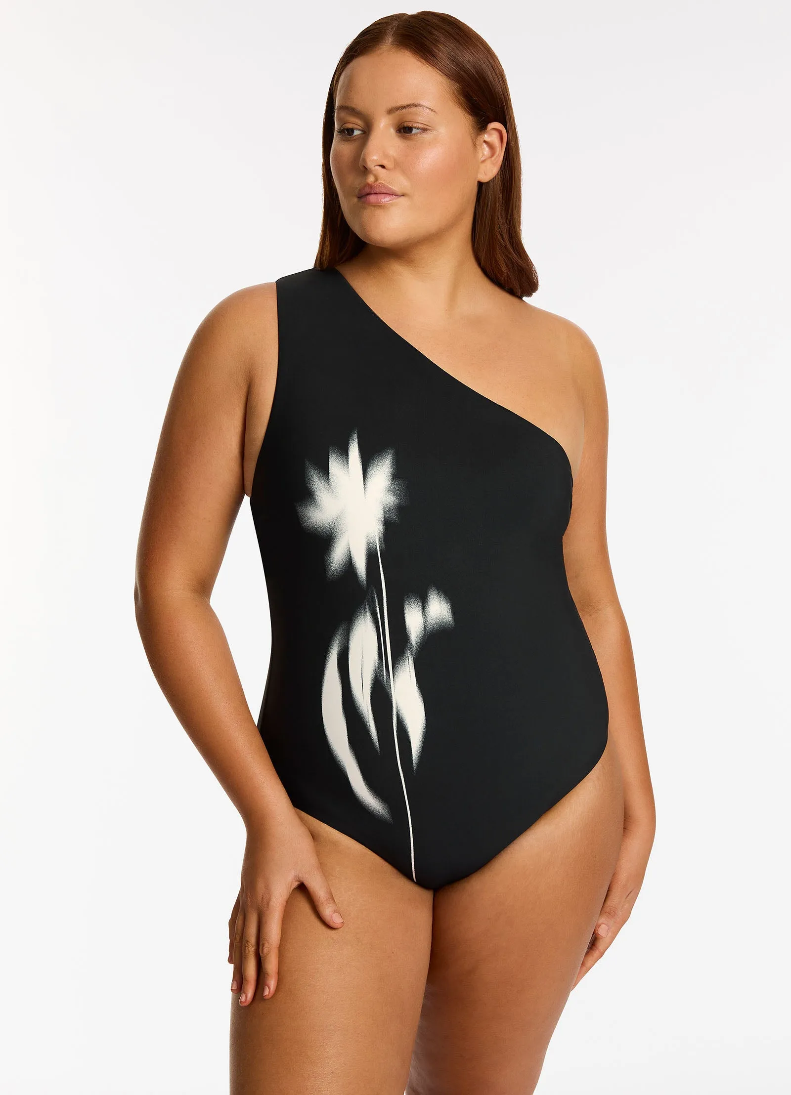 Elora One Shoulder One Piece - Black