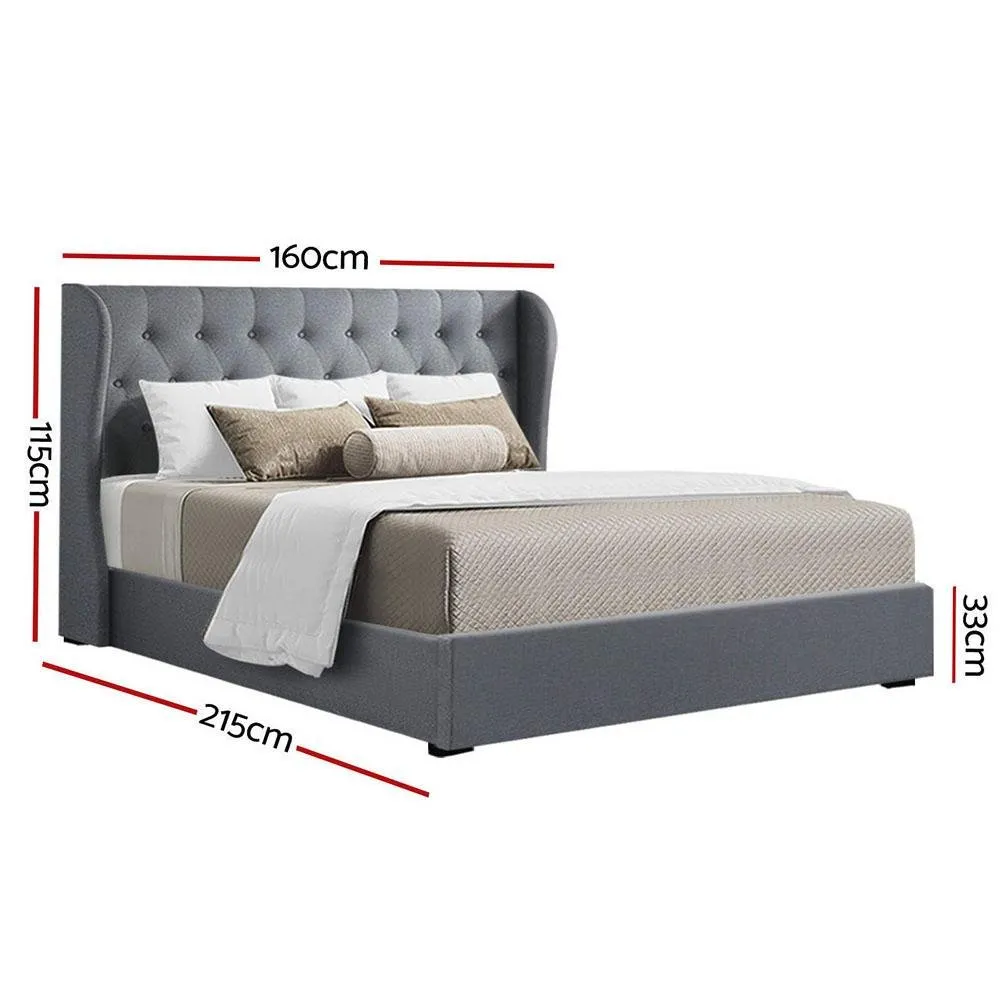 Elouera Queen Bed Frame With Gas Lift Storage Grey