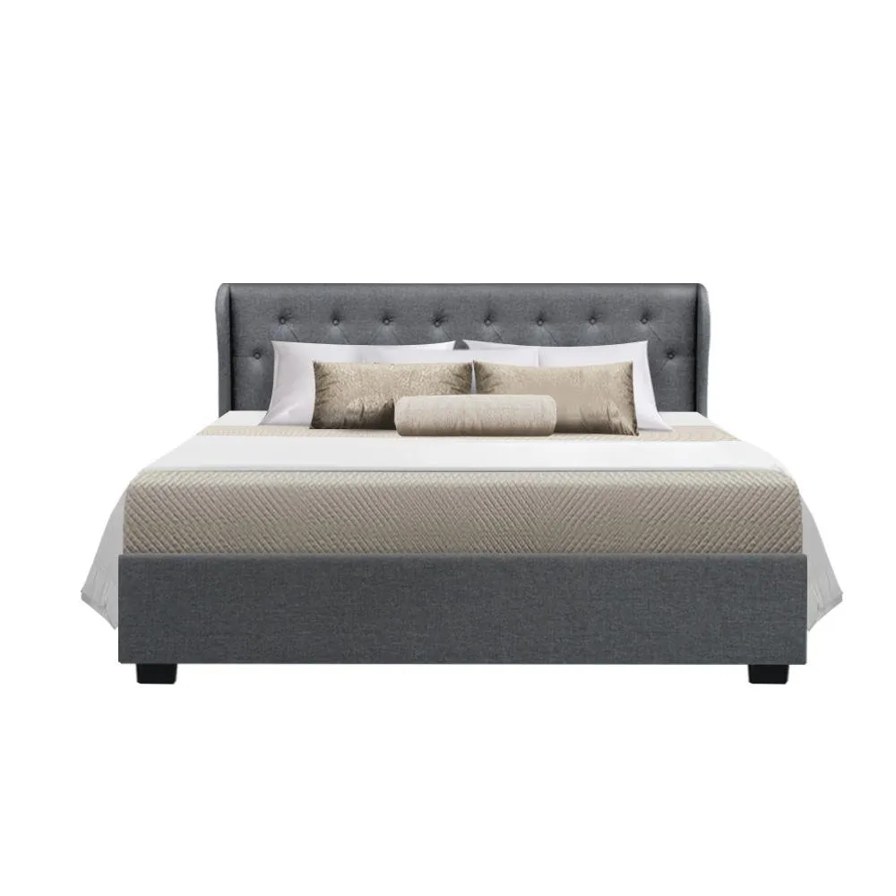 Elouera Queen Bed Frame With Gas Lift Storage Grey