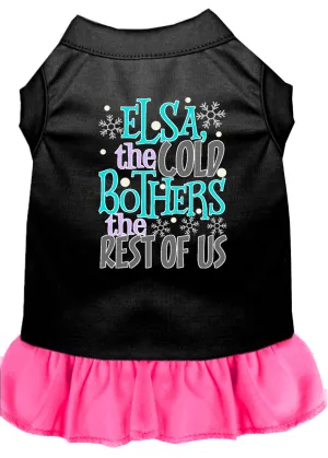 Elsa, The Cold Screen Print Dog Dress Black With Bright Pink Med