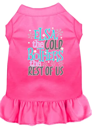 Elsa, The Cold Screen Print Dog Dress Bright Pink Med