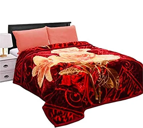 ELSTONE HOME Polyester Floral Double Bed Blanket (Multicolour, King Size)