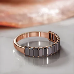 Elvira - Invisible Natural Black Diamond Engagement Ring in Rose Gold