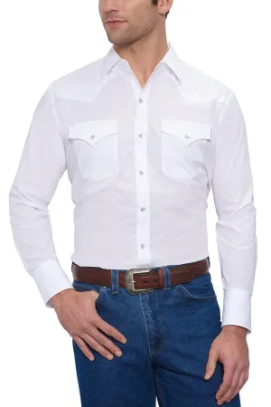 Ely Cattleman Mens L/S White Solid Snap Shirt