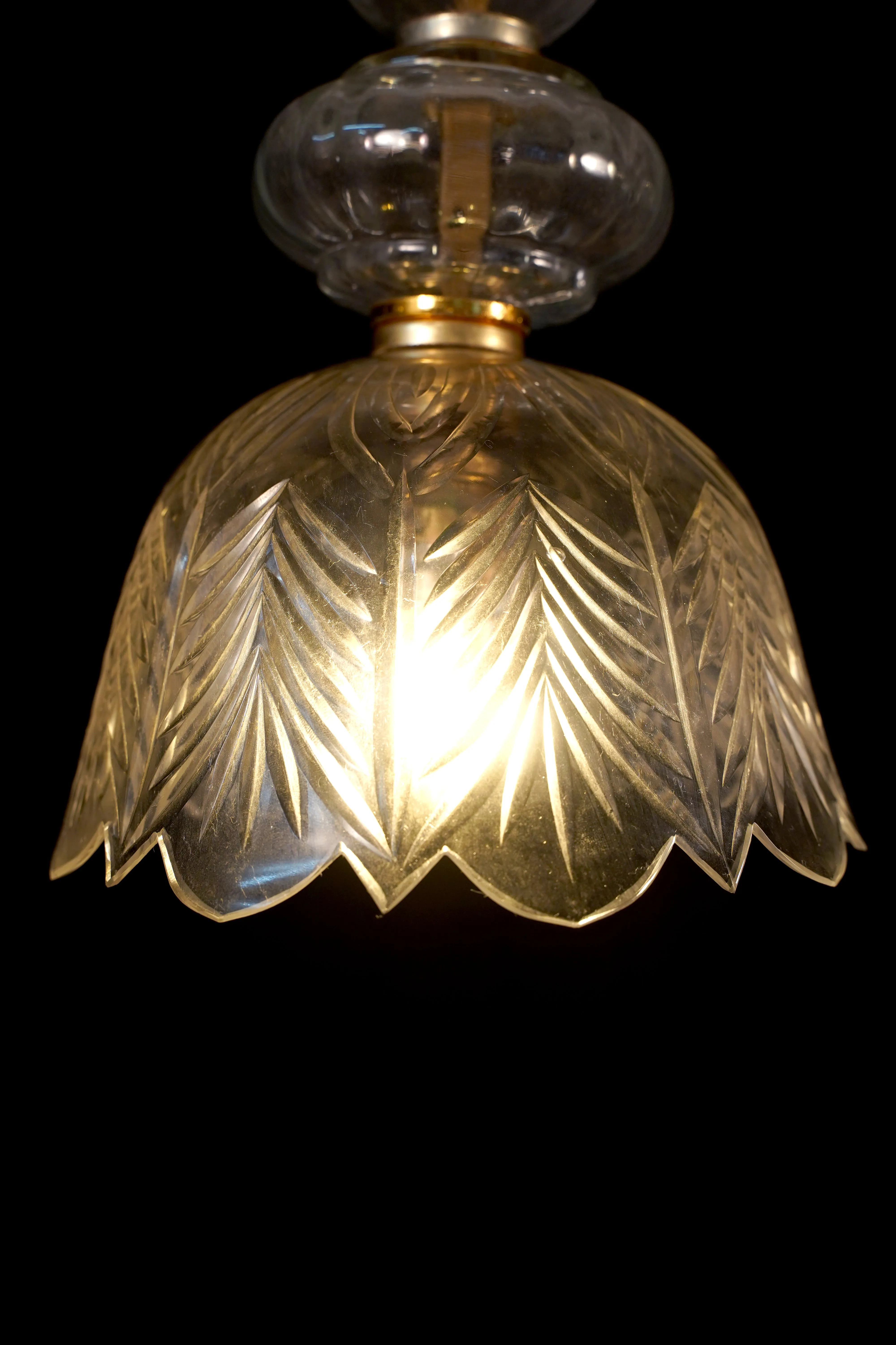 Elysian Gold Glass Pendant Light with Elegant Leaf Motif