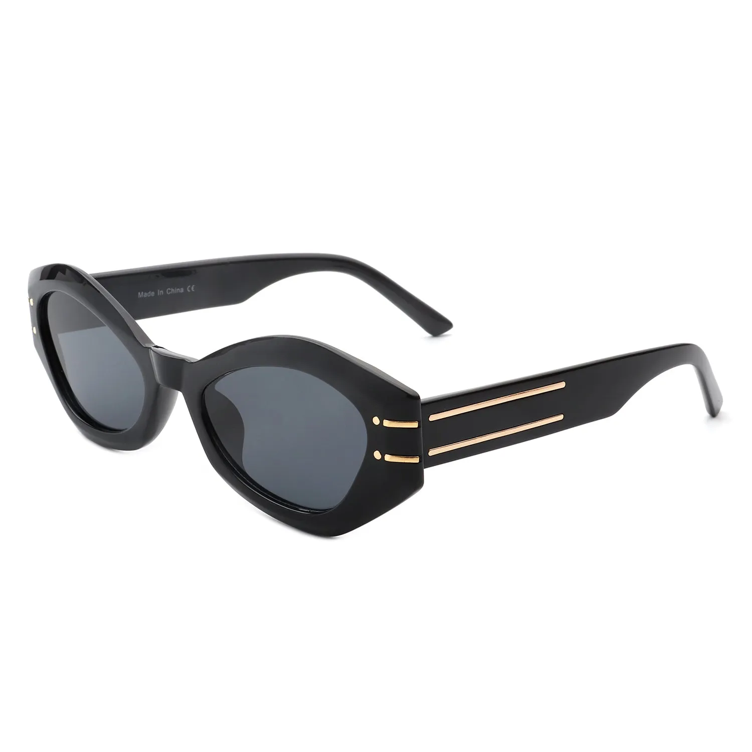 Elysiant - Geometric Oval Slim Fashion Round Cat Eye Sunglasses