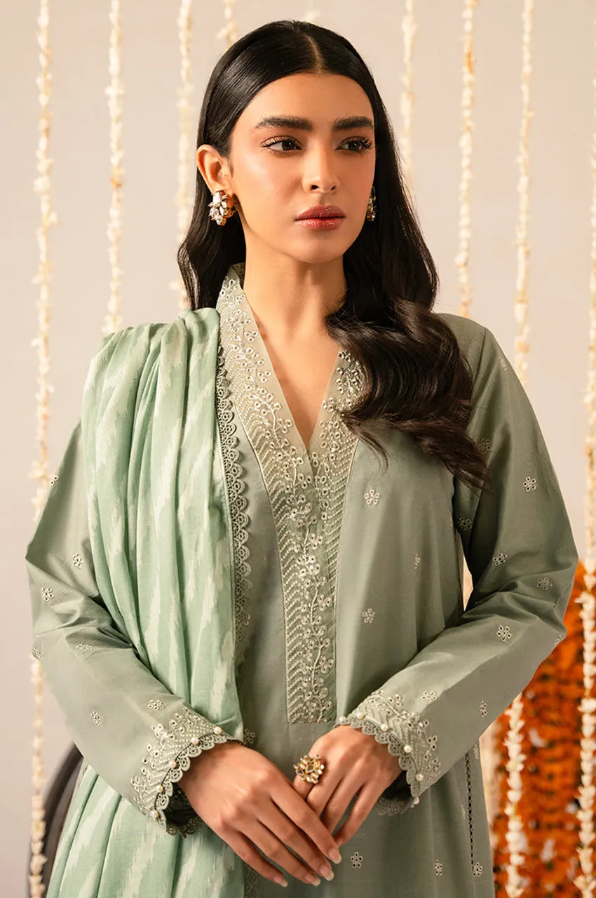 Emb Lawn Mahiri '24 - Sage Green-3 Piece Embroidered Lawn Suit