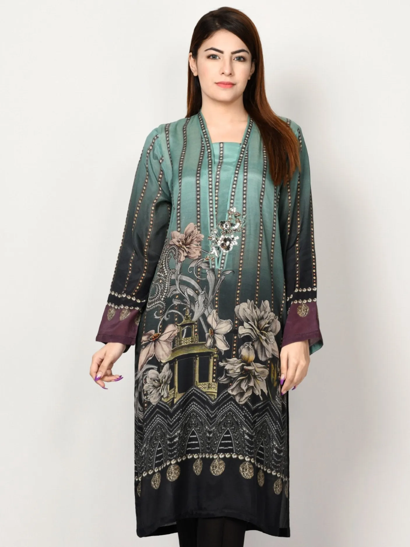 Embellished Thai Silk Shirt