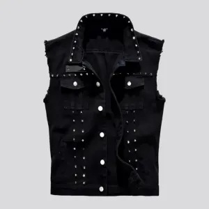 Embellished y2k denim men's vest