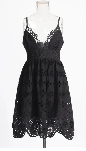 Ember Black Eyelet Mini Dress