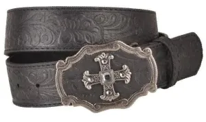 Embossed Leather Cross Belt