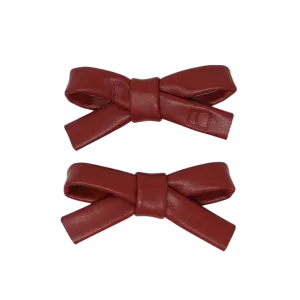 Embossed Leather Mini Bow Clip Set