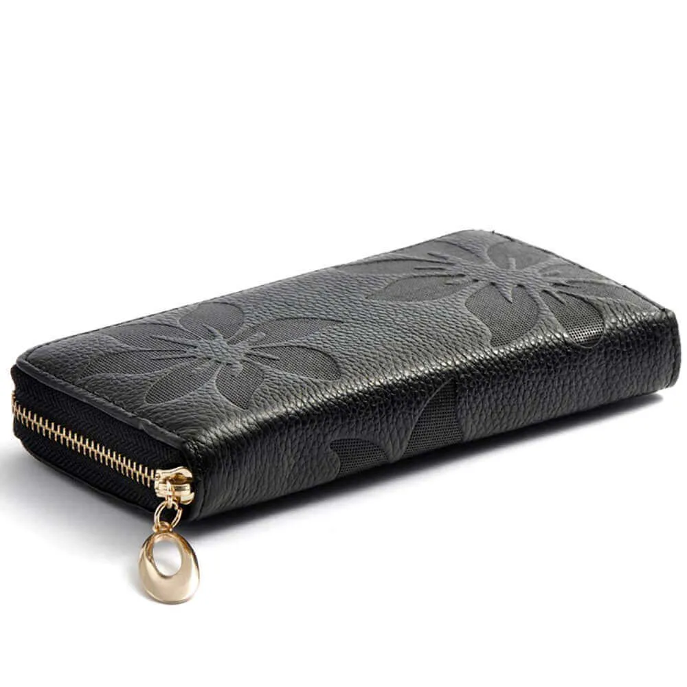 Embossed Women's Leather Long Wallet NZ – Elegant and Functional